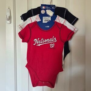 MLB Washington Nationals Baby 0/3M & 12M NWT 3 Pack Bodysuit Short Sleeves
